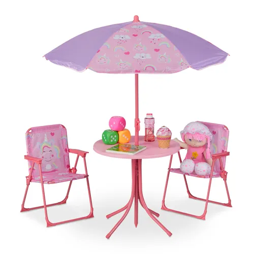 Camping Kindersitzgruppe in pink von Relaxdays