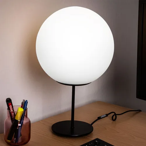 Elegante Tischleuchte mit Glaskugel, H 45 cm