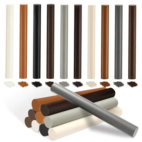 Ledebouk 10× Laminat Reparaturset, Holzwachs Reparatur WachsstäBchen, 10 Farben Weiß Grau Schwarz Parkett Reparaturset, Möbel Und Böden Holzwachs Reparatu, für Kratzer Und LöCher, MöBel Laminat Boden