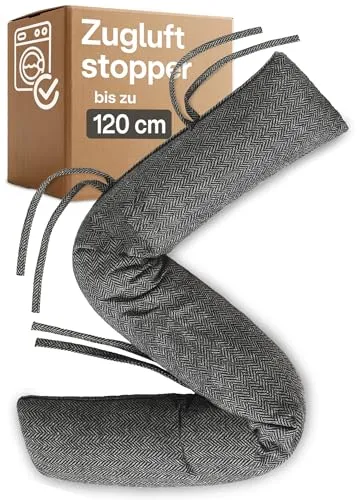 Praknu Zugluftstopper für Fenster & Türen - Waschbar & Energiesparend - Extra Lang & Schwer - Grau - Hält Kälte und Zugluft effektiv fern: Der praktische Zugluftstopper ist ideal für breite Fenster und Türen, waschbar und sorgt für ein gemütliches Zuhause. Einfach zu befestigen und langlebig im Einsatz.
