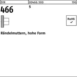 DIN 466 Rändelmuttern M 6 - 50 Stück - Rändelmutter, hohe Form, ideal für präzise Befestigungen und einfache Handhabung in verschiedenen Anwendungen.