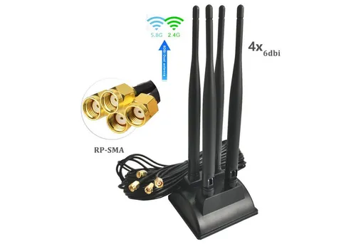 Bolwins I03D 3m WLAN Antenne mit 4x 6dBi RP-SMA Adapter - Leistungsstarke 3m WLAN Antenne für Router & Netzwerkgeräte, ideal für den Innenbereich. Mit 4x 6dBi Verstärkung sorgt sie für stabilen Empfang und optimale Verbindung.