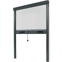 Fliegengitter Insektenschutzrollo Aluminium für Fenster - Anthrazitgrau B100 x H160cm - Fliegenabwehr: Zuschneidbares Insektenschutzrollo mit Fiberglasnetz, das effizienten Schutz bietet und gleichzeitig Belüftung ermöglicht. Einfache Handhabung dank Zugschnur und Griffen.