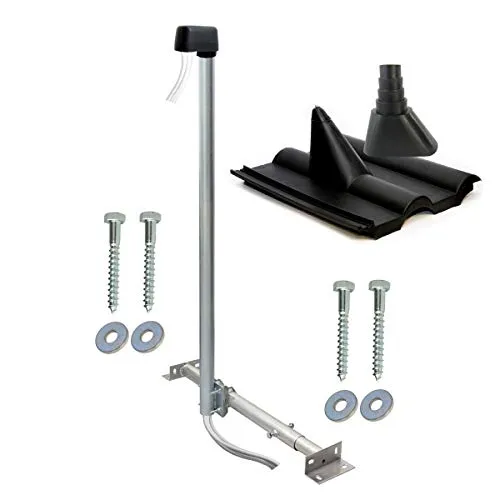 SkyRevolt Aufdachsparrenhalter für SAT TV 120cm - Halterung für Satellitenschüsseln, stabil und vielseitig einsetzbar mit stufenlos einstellbarer Dachneigung und wasserdichter Abdeckung für eine professionelle Installation.