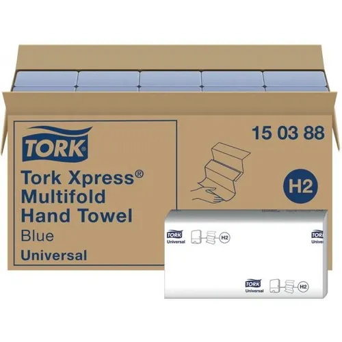 Tork Xpress Multifold Falthandtücher H2 - 2-lagig Blau - Papierhandtücher in Blau, 2-lagig, ideal für H2-Spender. Mit 20 Packungen à 237 Blatt, bieten sie eine effiziente und hygienische Lösung für hohe Ansprüche.