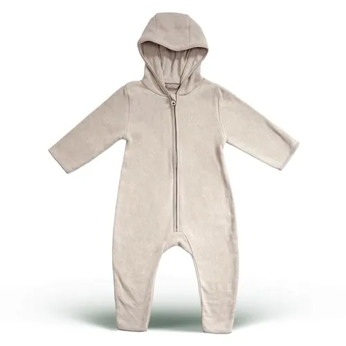 Hinzling Fleece Overall aus Bio-Baumwolle (Beige) (74/80) – Baby kuschelig weich, für jedes Wetter geeignet – Made in Europe – Fleece Overall Kinder nachhaltig und mitwachsend