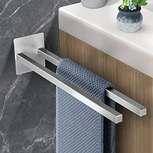 Handtuchhalter Ohne Bohren aus gebürstetem Edelstahl, 39 cm - Handtuchhalter & -stangen, selbstklebend und rostfrei, ideal für feuchte Umgebungen, spart Platz in Bad und Küche.