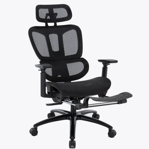 Ergonomischer Bürostuhl mit Fußstütze und Mesh-Rückenlehne - Moderner Bürostuhl mit atmungsaktiver Netzrückenlehne und Wippfunktion. Ideal für langes Sitzen, entlastet Nacken und Lendenwirbel. Inklusive ausziehbarer Fußstütze für zusätzlichen Komfort.