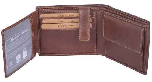 GlücksNugget Geldbörse Echtleder Scheintasche, cognac, dunkel