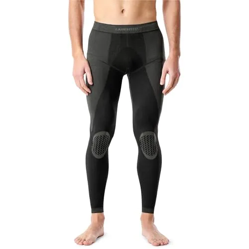 Ladeheid Lange Unterhosen Herren Thermounterwäsche Thermoaktiv Leggings Männer LAGI002 (Schwarz/Khaki, S)