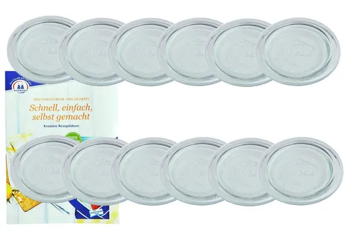 MamboCat Einmachglas 12er Set Weck Glasdeckel 100mm incl. Gelierzauber Rezeptheft, Glas