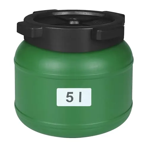 F&R Kleines Fass 5 Liter aus HDPE zur Aufbewahrung I Futtertonne Pferd I Wassertank Weithalsfass mit Deckel I Wasserfass I Sauerkrautfass I Gurkenfass Gärfass I Maischefass