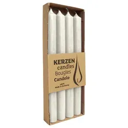 RUSTIC-Stabkerzen Wollweiß, WENZEL, 250/22 mm, Brenndauer ca. 10h, plastikfrei, 4 Stück