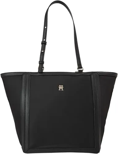 Tommy Hilfiger Damen Tote Bag Essential Tote - Schwarz - Damen-Shopper mit zeitlosem Design und TH-Monogramm, geräumig und praktisch für jeden Anlass, inklusive verstellbarem Schulterriemen.