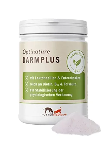 Futtermedicus Optinature DarmPlus | 150 g | Diätergänzungsfuttermittel für Hunde und Katzen | Zur Stabilisierung der physiologischen Verdauung | Reich an B-Vitaminen