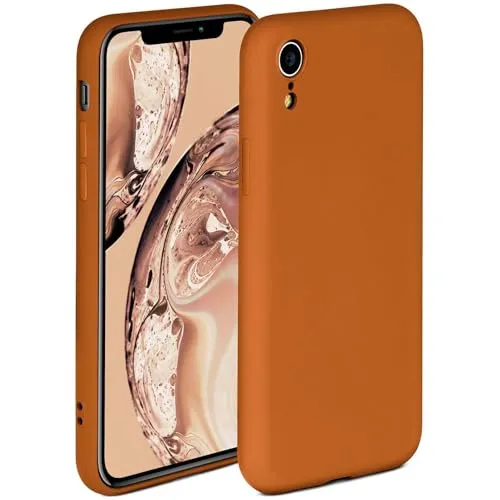ONEFLOW Soft Case für iPhone XR Hülle aus Silikon mit Kameraschutz, Silikonhülle mit erhöhtem Schutz fürs Display, Backcover Schutzhülle, weiche Handyhülle, Braun