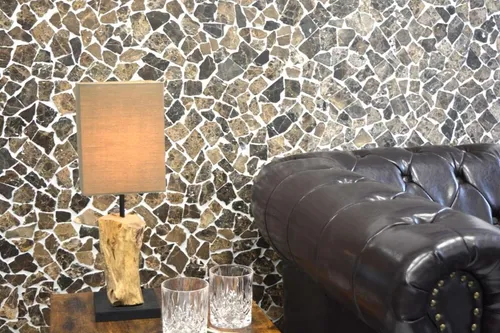 Naturstein Wandverkleidung Bruch Mosaik Marmor Braun Wandverblender Bodenplatten
