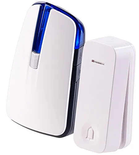 CASAcontrol Türklingel mit Batterie: Batterie-Funkklingel mit kinetischem Funk-Taster, Licht & Ton (Klingel mit Batterie, Türklingel batteriebetrieben, Batteriebetriebene)