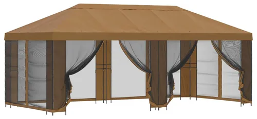 vidaXL Gartenpavillon mit Seitenwänden 6 x 3 m Beige - Stylischer Gartenpavillon mit robustem Stahlrahmen und wasserabweisendem Polyester. Ideal für Feiern im Freien oder entspannte Nachmittage. Flexibel durch anpassbare Netzseitenwände für Privatsphäre oder offene Gestaltung.