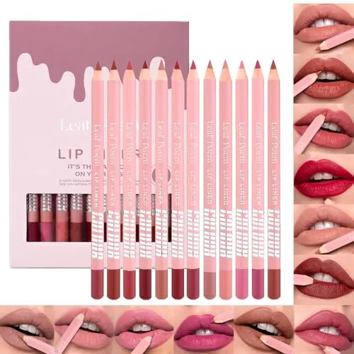 Sitovely Matte Lippenkonturstift Stift Set,12 Farben Nude Smooth Lip Liner Pencil Cremiger Lipliner, Schlanker Matter Samtiger Lippenstift, Matte Lipstick, Hochpigmentierter Lipliner für Frauen(C, M)