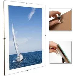 Rahmenloser Bilderrahmen DIN A2 (42x59,4 cm) – Acrylglas & MDF-Rückwand Cliprahmen