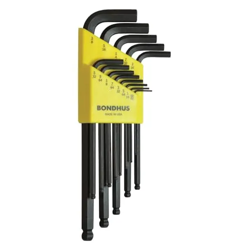 Bondhus 10937 Ball-Head Offset Screwdrivers 13-Piece Set - Innensechskantschlüssel mit gefasten Ecken für schnelles Einführen und optimale Passgenauigkeit. Inklusive Bondhex Halter für sichere Aufbewahrung und gute Übersicht.