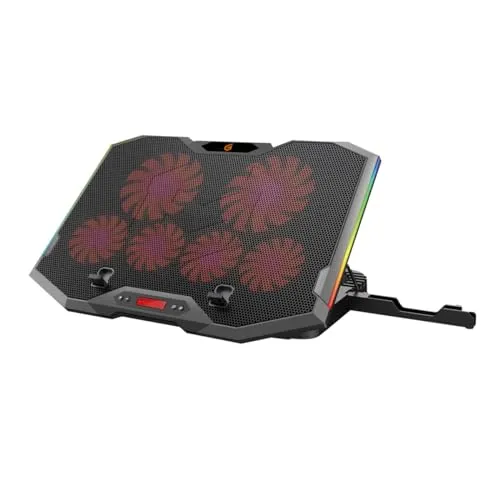 Conceptronic THYIA01B Notebook-Ständer mit Kühlfunktion - PC-Zubehör mit anpassbaren RGB-Lichteffekten und leisen Lüftern für optimale Kühlung. Perfekt für mobiles Gaming, mit USB-Stromversorgung und zusätzlichen Anschlüssen.