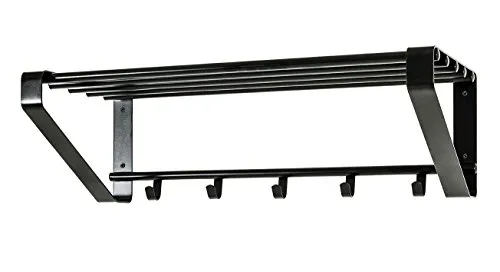 HAKU Möbel Wandgarderobe 32502 Schwarz - 5 Haken für Ordnung - Wandgarderobe aus Metall mit 5 Haken, ideal für Flur und Eingangsbereich. Zeitloses Design in Schwarz sorgt für Ordnung und erleichtert den Morgen.