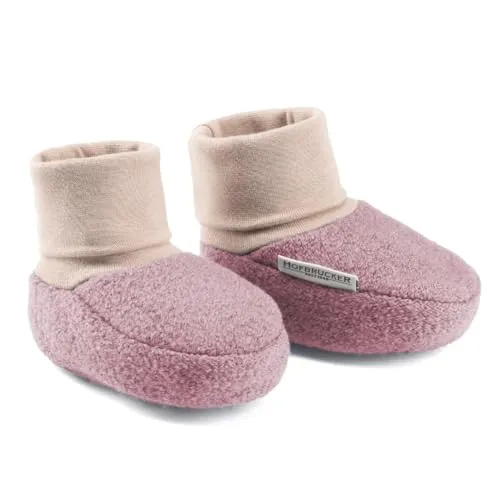 Hofbrucker Wollwalk Baby Schuh aus 100% Merinowolle, Ideal für die Babytrage, Anti-Rutsch Krabbel Babyschuh (altrosa, EU Schuhgrößensystem, Baby, Numerisch (von/bis), M, 16, 17)