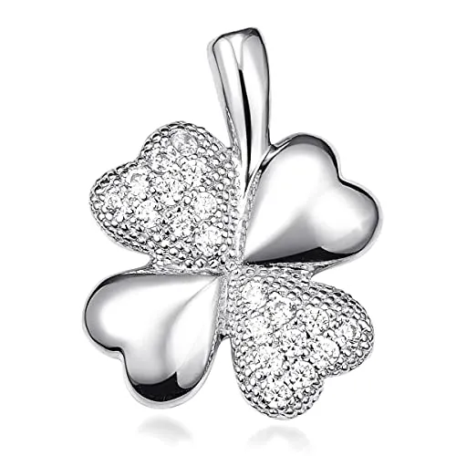 Materia Kleeblatt Anhänger Silber 925 - Zirkonia Kettenanhänger rhodiniert KA-130_Ohne Kette