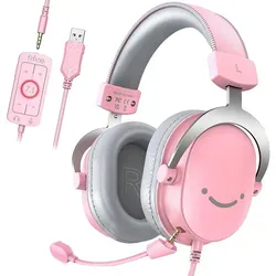 Fifine Over-Ear Gaming-Headset H9 mit abnehmbarem Mikrofon, Rosa