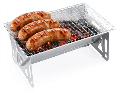 Faltbarer Holzkohlegrill aus Edelstahl, 28 x 18 x 12 cm