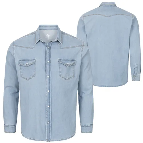 Rock Creek Herren Jeans Hemd - Vintage Denim mit Druckknöpfen - Herrenhemden in Top Qualität, Regular Fit und aus leichtem Baumwoll-Denim. Ideal für den lässigen Look, bequem und in 5 Größen erhältlich.