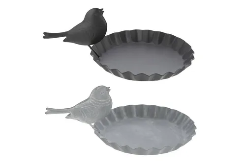 HAC24 Vogeltränke Vogelbecken Vogelbad Vogel Wasserschale Wasserstelle Wasserspender, Metall Ø 12 cm