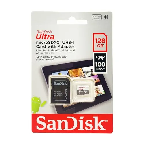 SANDISK Ultra MICROSDXC 128GB + SD Adapter - 100MB/s, hohe Geschwindigkeit und ideal für Tablets