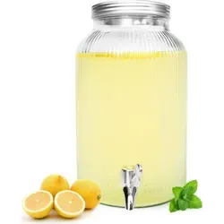 Getränkespender 5 Liter mit Zapfhahn - Krüge & Kannen - Hochwertiger Glas Getränkespender mit 5L Kapazität, ideal für Partys und Events, sorgt für stilvolles Servieren von Getränken.