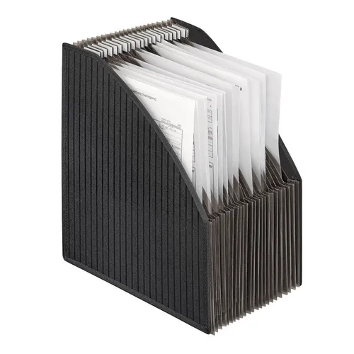 VELOFLEX Stehsammler 4446 280 schwarz - Stehsammler für DIN A4 Unterlagen, 23 Fächer, ausziehbar und platzsparend faltbar – ideal für eine organisierte Ablage und effiziente Arbeitsabläufe.