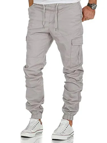 Amaci&Sons Herren Stretch Jogger Cargo Chino Jeans Hose 7006 Hellgrau W36 - Moderne Herren Stretch Jogger Cargo Chino in Hellgrau, W36. Bequemer Schnitt und praktische Taschen für stilvolle Freizeitlooks.