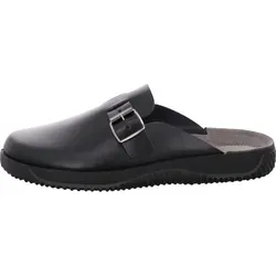 Rohde Herren Pantoffeln Soltau 1970 - Komfortable Hausschuhe in Schwarz - Clogs mit gepolstertem Lederfußbett und verstellbarer Schnalle für optimale Passform und Halt, ideal für entspannte Stunden zu Hause oder im Beruf.