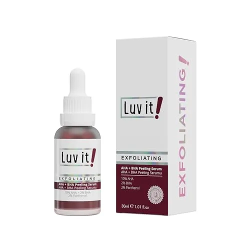Luv it! 30ml AHA 10% + BHA 2% Peeling Maske – Wash-off Fruchtsäurepeeling gegen Pickelmale & Mitesser – Chemisches Gesichtspeeling mit Glykolsäure & Salicylsäure für verfeinerte Poren & Glow