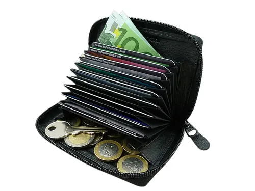 Vollrindleder Kreditkartenetui Kartenetui Geldbörse Geldbeutel Schwarz