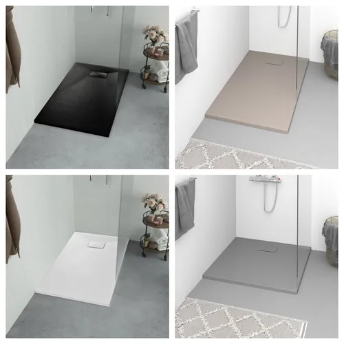 Duschwanne SMC Duschtasse mit Anti-Rutsch Flach - Duschwanne in Steinoptik, 90 x 70 cm, aus robustem SMC-Material mit Anti-Rutsch-Oberfläche für maximale Sicherheit im Bad.