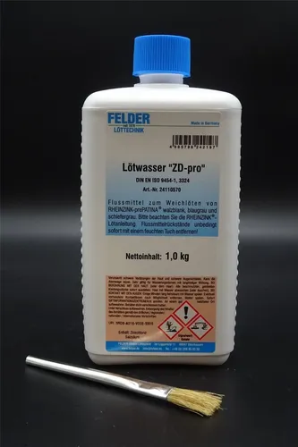 Lötwasser 1Kg Felder ZD-pro + 1x Lötwasserpinsel für RHEINZINK NedZink#