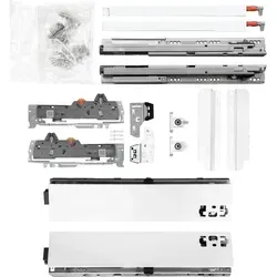 vasalat BLUM Tandembox Set Modell M mit Reling D KB bis 600mm - weiß - 500 mm Auszug 30kg