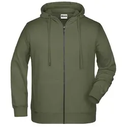 Zip Kapuzensweatjacke JN8026 - James & Nicholson Olive XL - Herren-Sweatjacken mit praktischem Reißverschluss und zwei Einschubtaschen, ideal für Sport und Alltag, in vielen Farben erhältlich für jeden Stil.