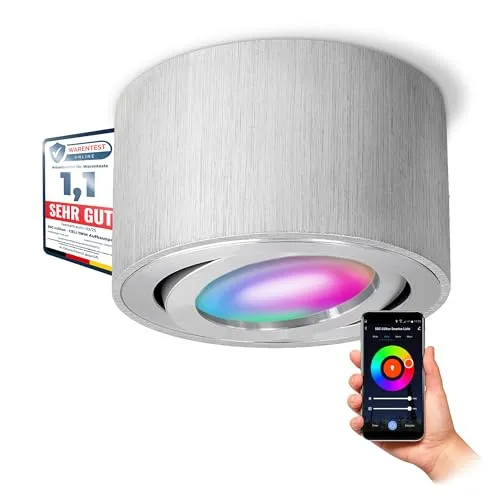 SSC-LUXon LED Aufbaustrahler CELI-1A - Schwenkbar & Smart - Aufbaustrahler für Innenräume mit RGB & Weißtönen. Flach, schwenkbar und per App steuerbar für individuelle Lichtstimmungen. Perfekt für Wohnzimmer, Küche oder Home-Office.