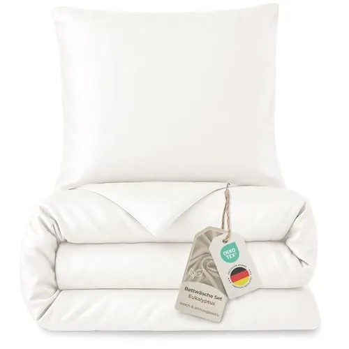 LAYNENBURG Premium Lyocell Bettwäsche 135x200 cm – Kühlende Sommer-Bettwäsche mit Reißverschluss (Creme) - Erlebe einen erholsamen Schlaf mit unserer Lyocell Bettwäsche, die temperaturausgleichend wirkt. Ideal für heiße Sommernächte und sanft zur Haut. Pflegeleicht und mit geprüfter Qualität für besten Komfort.