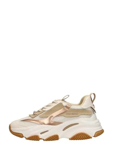 Sneaker STEVE MADDEN Damen - Sportlicher Stil in Weiß-Beige - Damen Sneaker aus Lederimitat und Mesh, ideal für lässige Outfits. Bequeme Polsterung und hochgezogene Laufsohle bieten Schutz und Komfort.