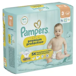 Produktbild Procter & Gamble Service GmbH Pampers Premium Protection 3 Midi Windeln, 6-10 kg, Größe 3, Babywindeln mit besten Komfort und Schutz für empfindliche Haut, 1 Single Packung = 30 Windeln 8006530131780