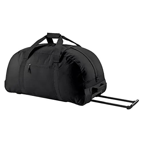 BagBase Bg023Blac Classic Wheelie Reisetasche, Schwarz, Größe M - Reisetasche mit Rollen, abnehmbarer Schultergurt und robusten Rollschuhen - ideal für Reisen und Transport.